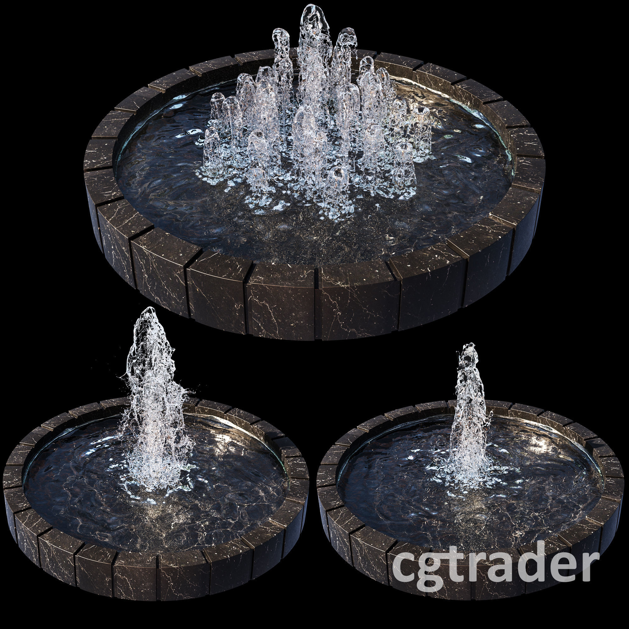 3 large water Fountains 3D model CGTrader