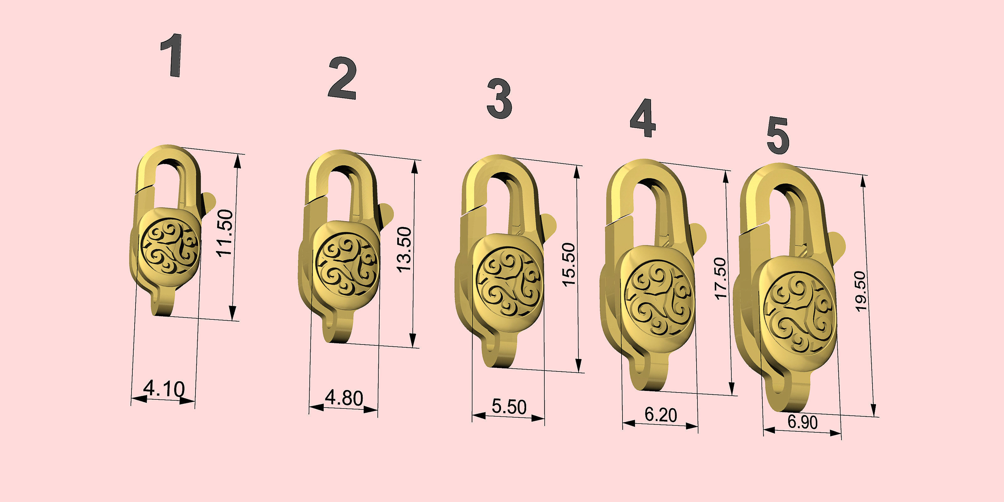 Locks for jewelry chains and bracelets 003 3D model 3D printable CGTrader