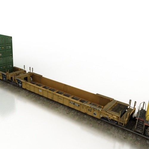 Double Stack Train Model 3D model Double Stack Shipping Container Train Set SD70M VR / AR / low ...