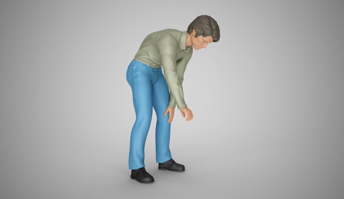 Man Leaning Over to Pick
