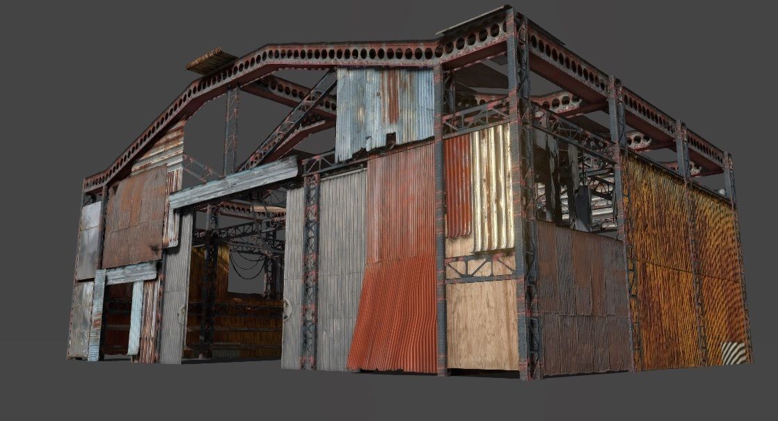 Lowpoly rusty hangar