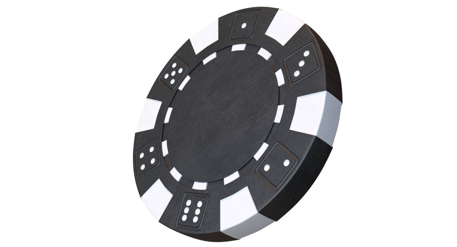 Casino chip 3D model black poker chip