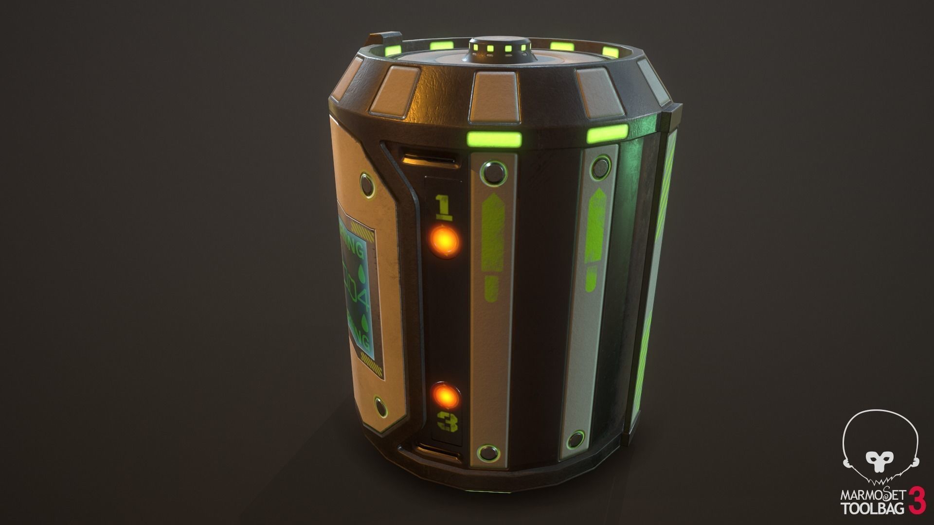 SciFi Acid Barrel Game Ready PBR Textures 3D model