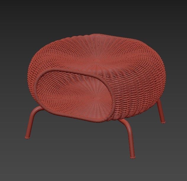 GAMLEHULT Footstool with storage rattan anthracite 3D model CGTrader
