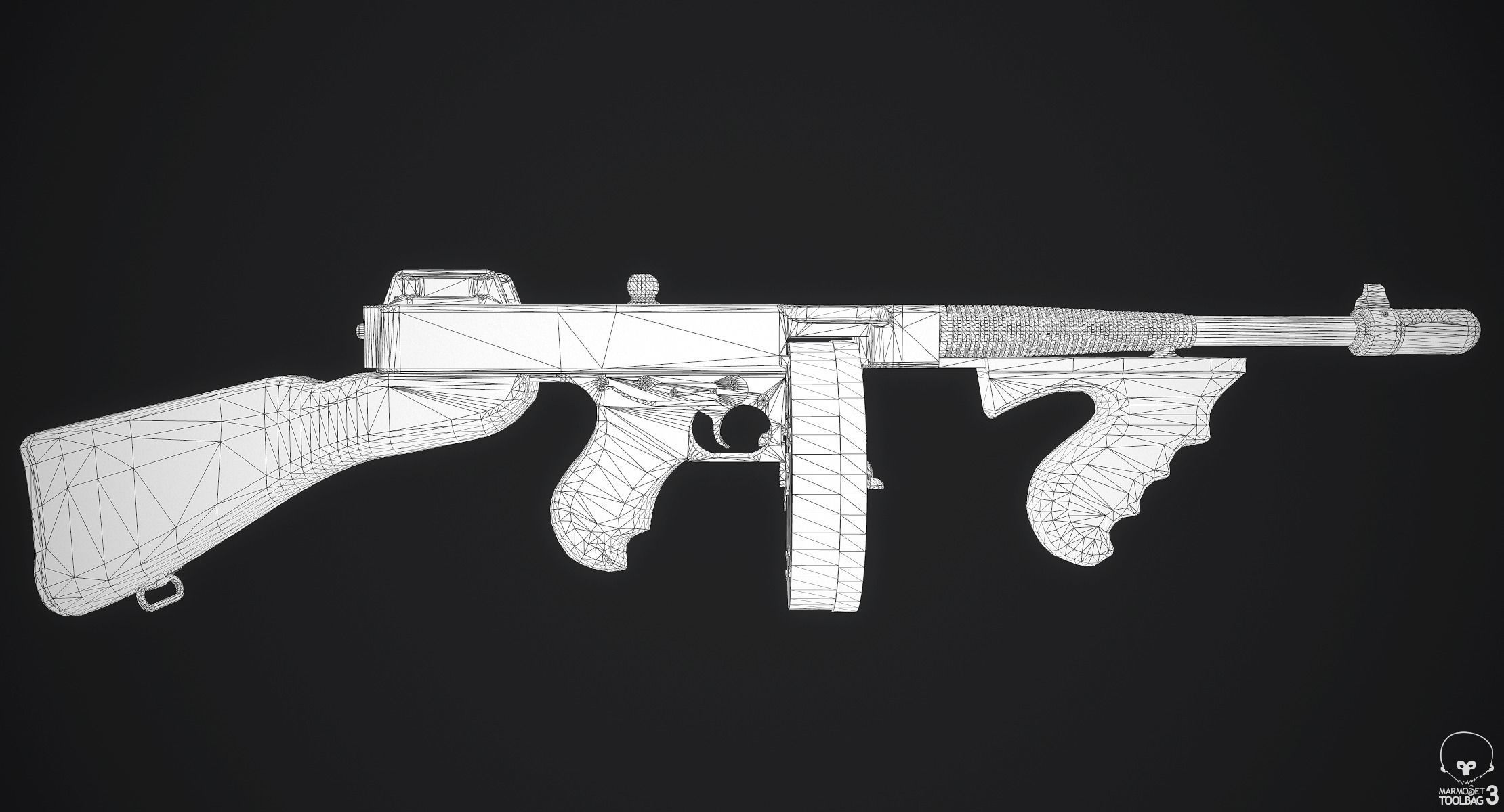 Thompson Blueprints 3D model Thompson M1928A1 Submachine Gun VR / AR / low-poly | CGTrader