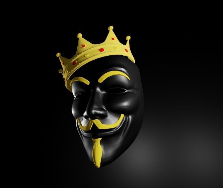 Anonymous Mask Black and Gold 3D model animated rigged | CGTrader