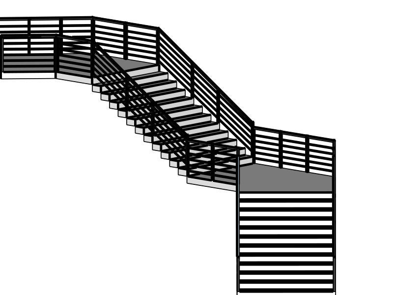 Modern Staircase in minimalist style with two landings
