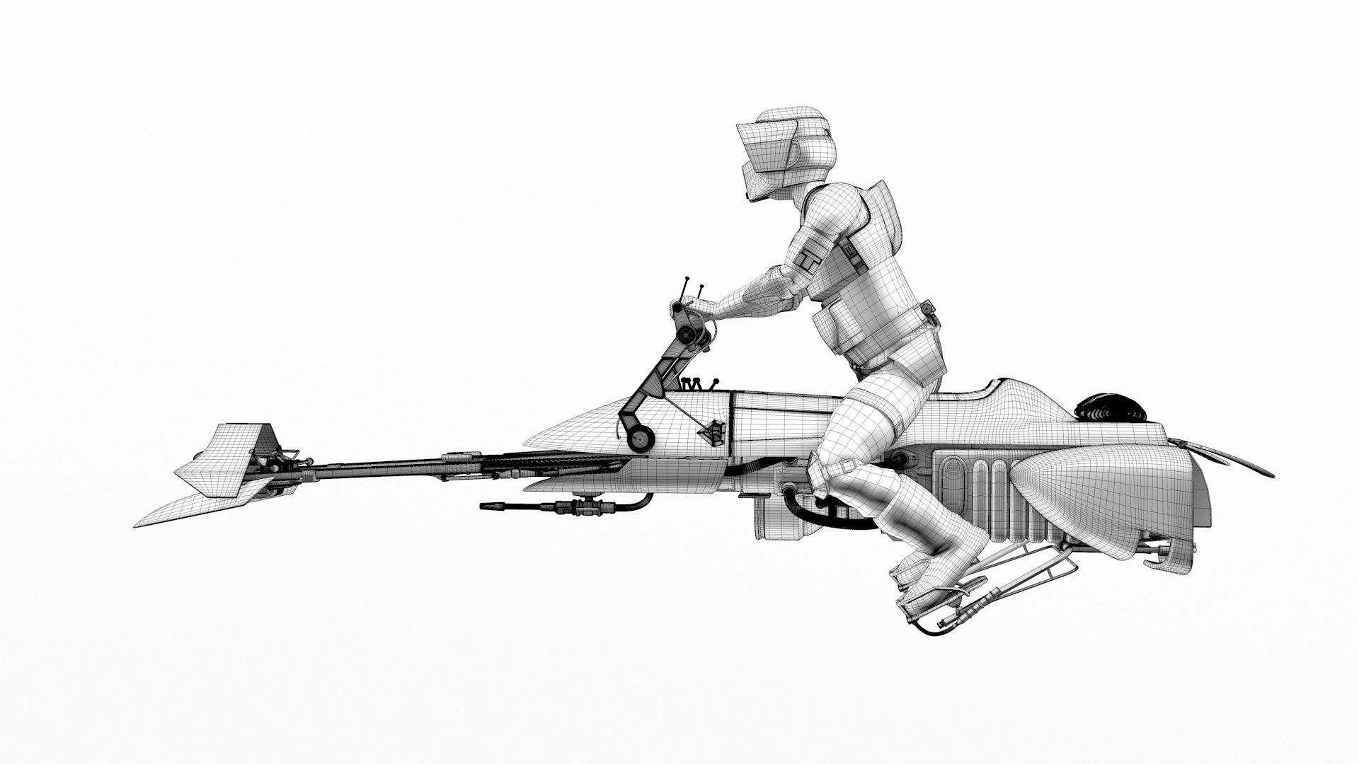 Star Wars - Set - Speeder bike with Scout trooper 3D model | CGTrader