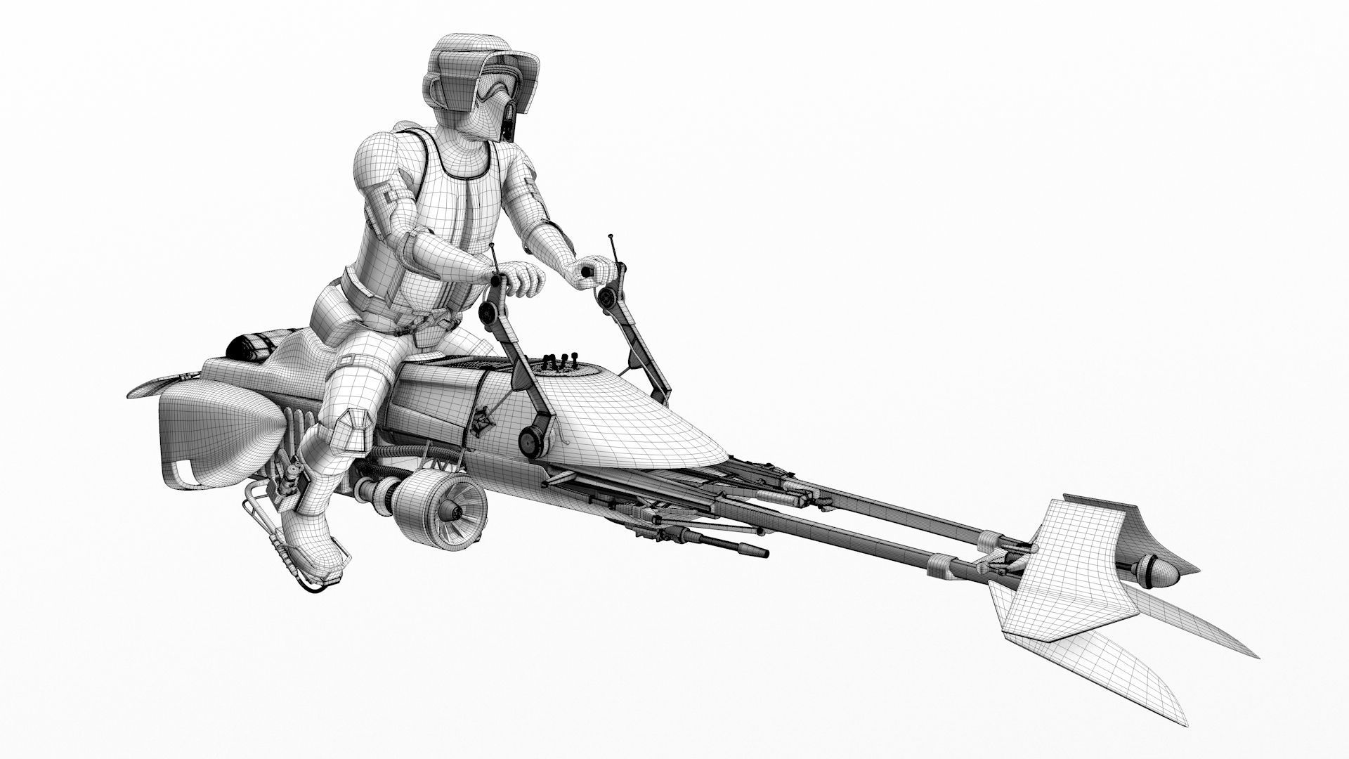 Star Wars - Set - Speeder bike with Scout trooper 3D model | CGTrader
