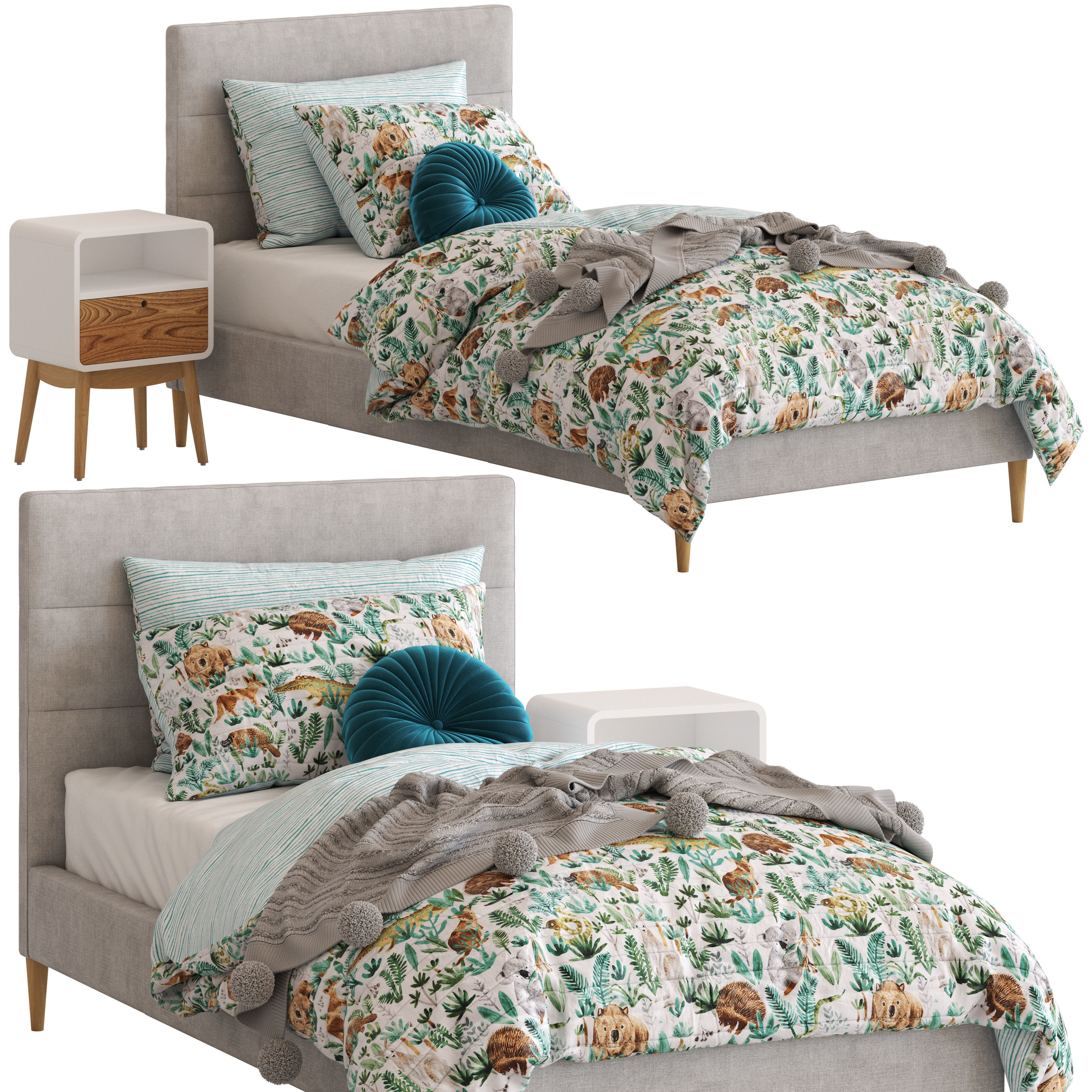 3D Adairs Kids Darcy Bed and Jax Side Table CGTrader