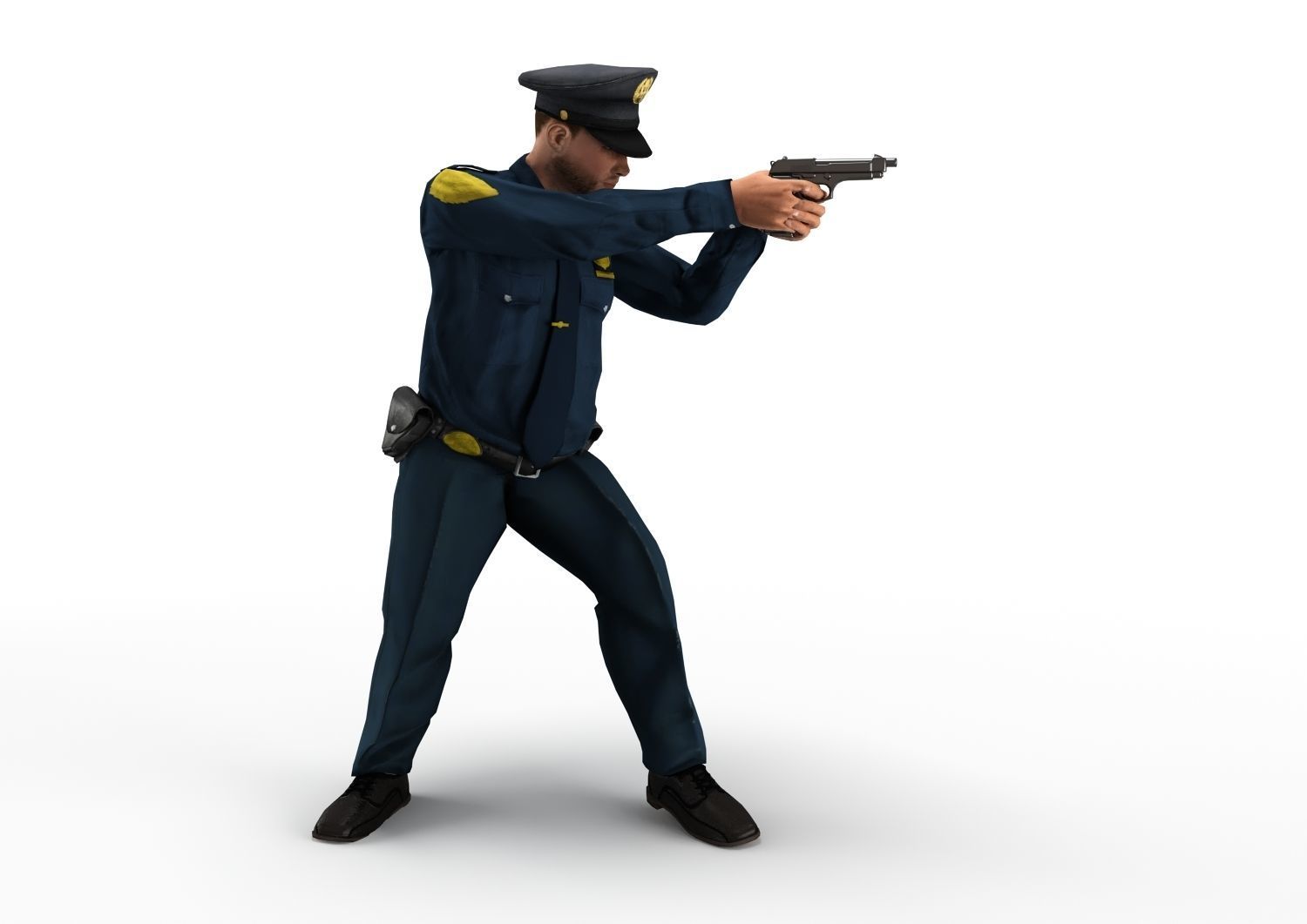 policeman gun in hand ready to shoot