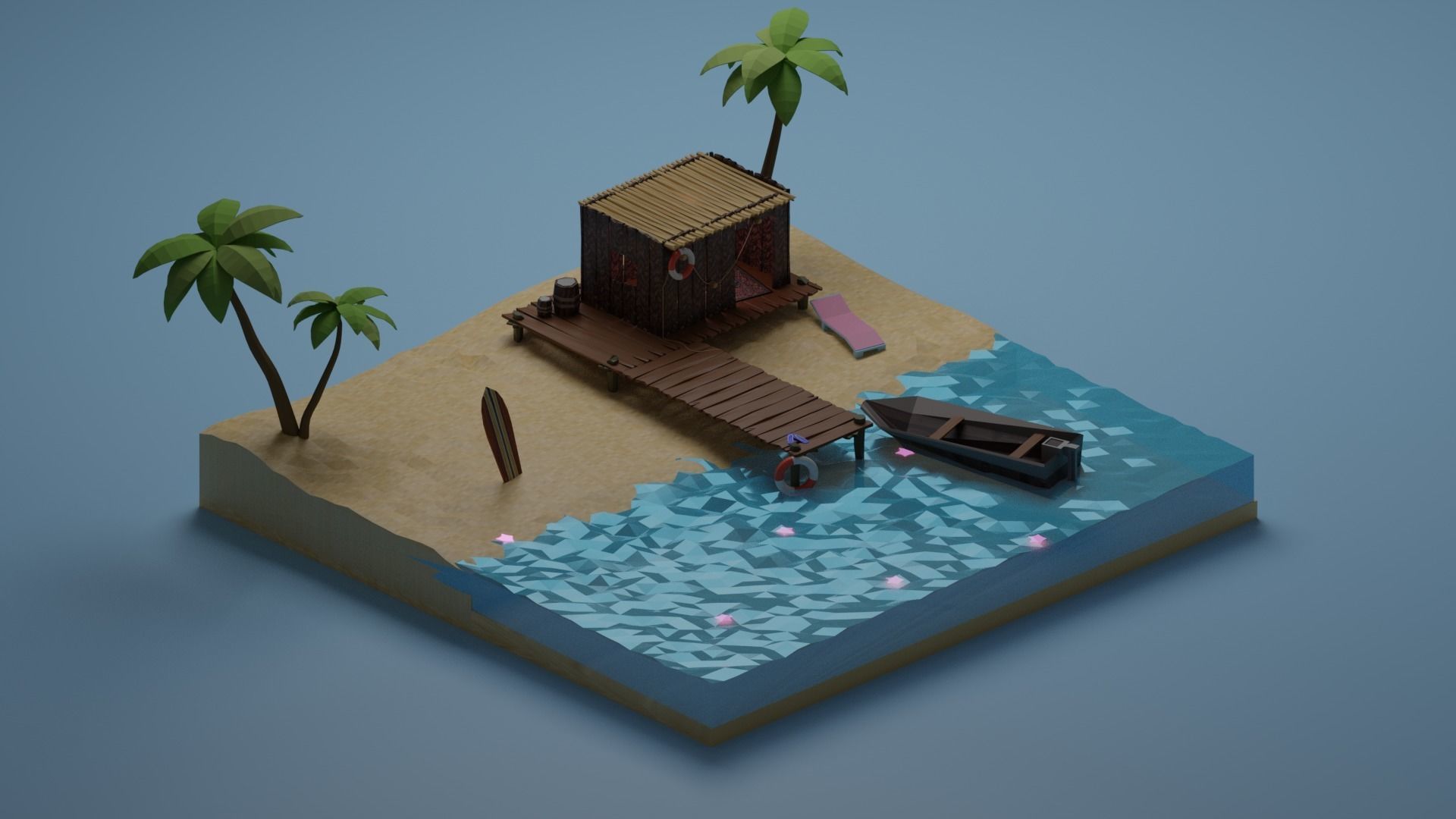 3D asset Low Poly Beach CGTrader