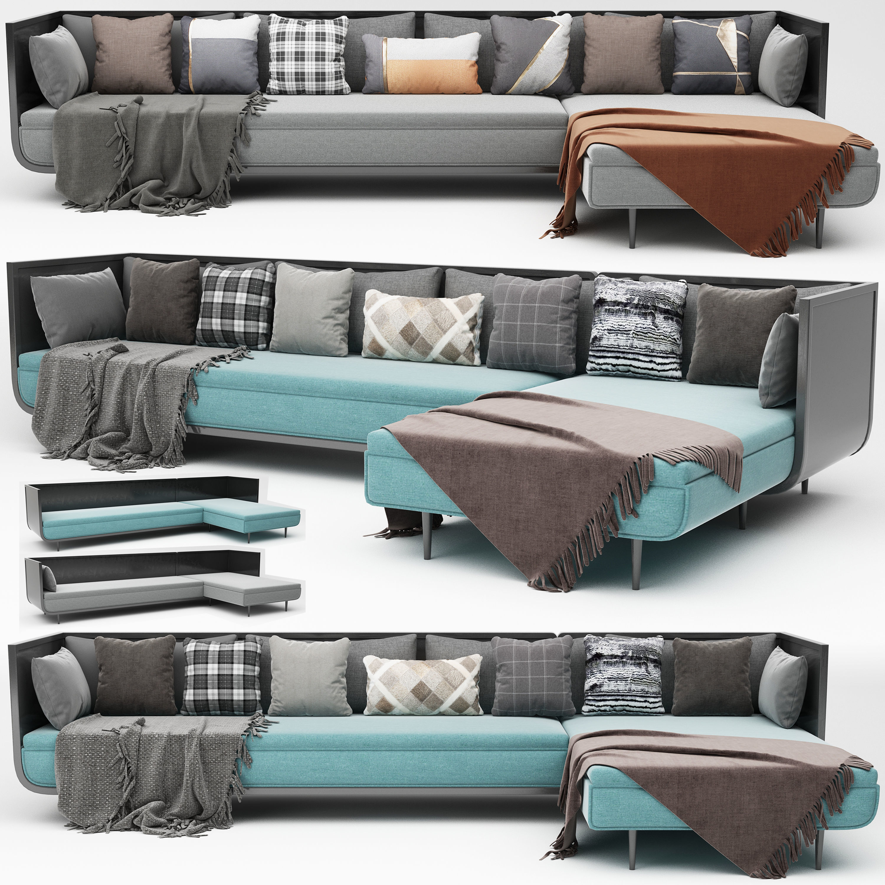 MODERN CORNER SOFA 3D model pillow CGTrader