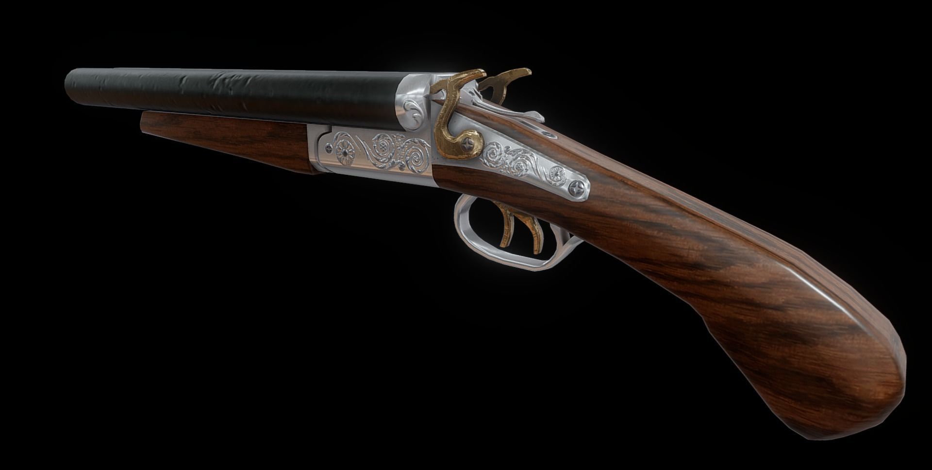 3D model Sawed off double barrel shotgun VR / AR / lowpoly CGTrader