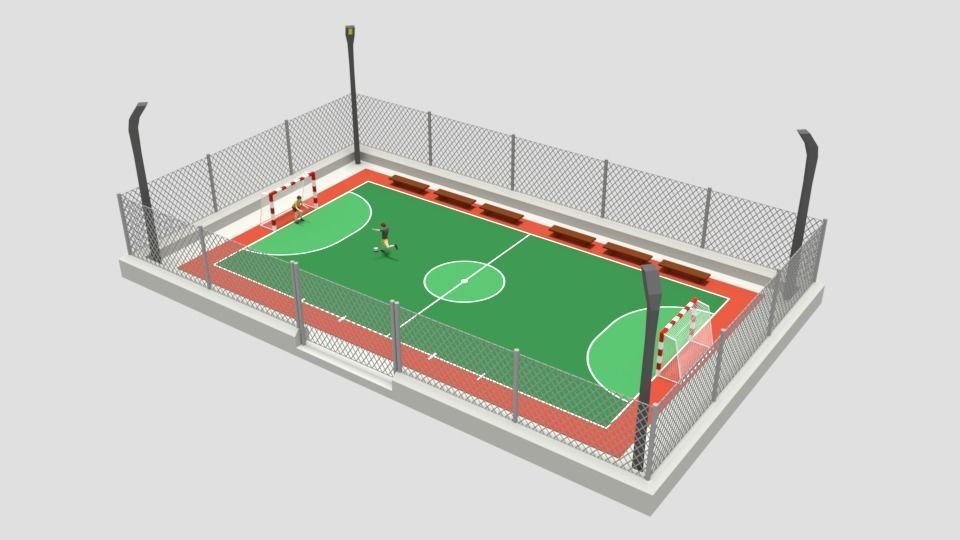 Cartoon Street Football Court 3D model CGTrader