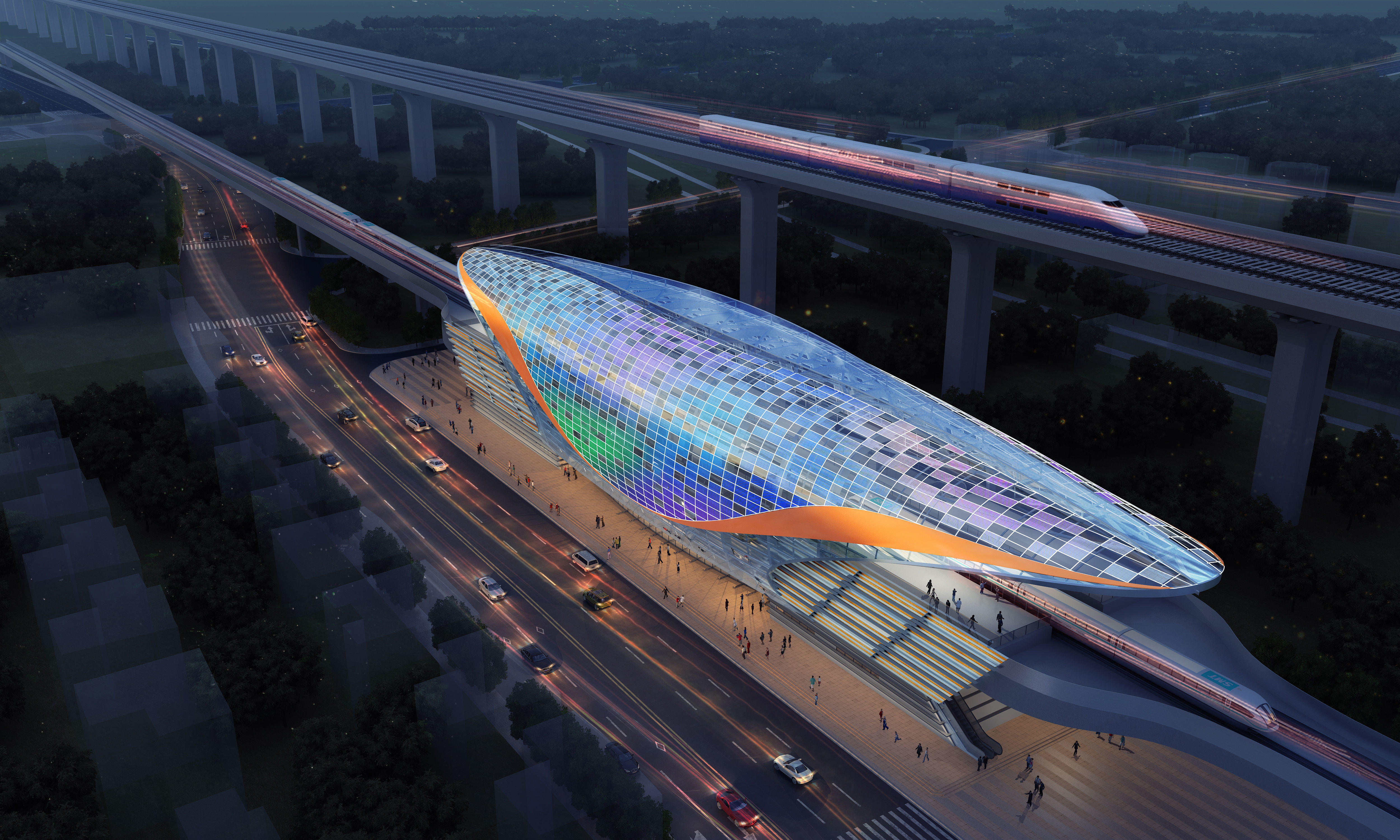 Modern railway station 03 3D model MAX