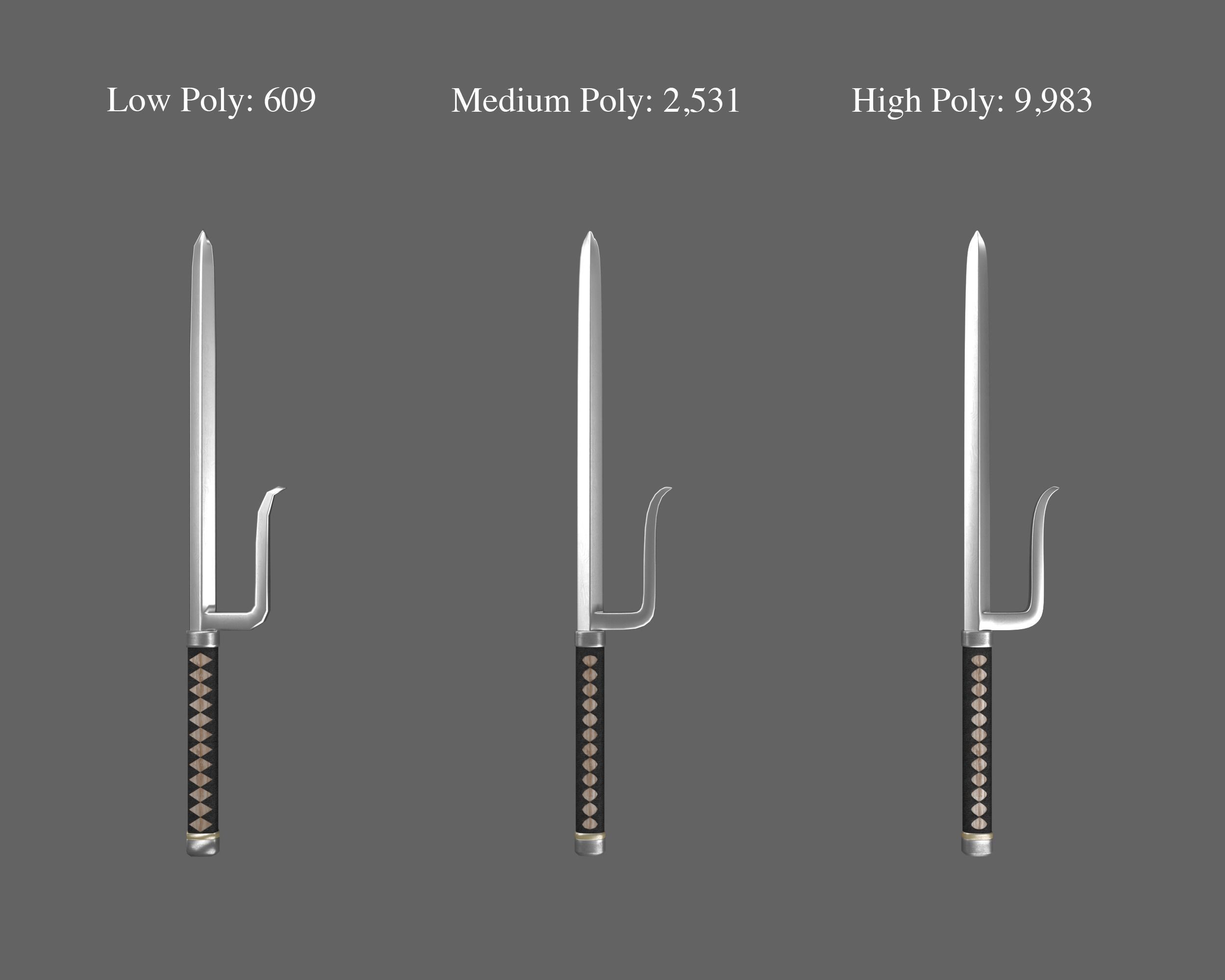 3D Model Collection Ancient Weapons Japanese Set VR / AR / lowpoly