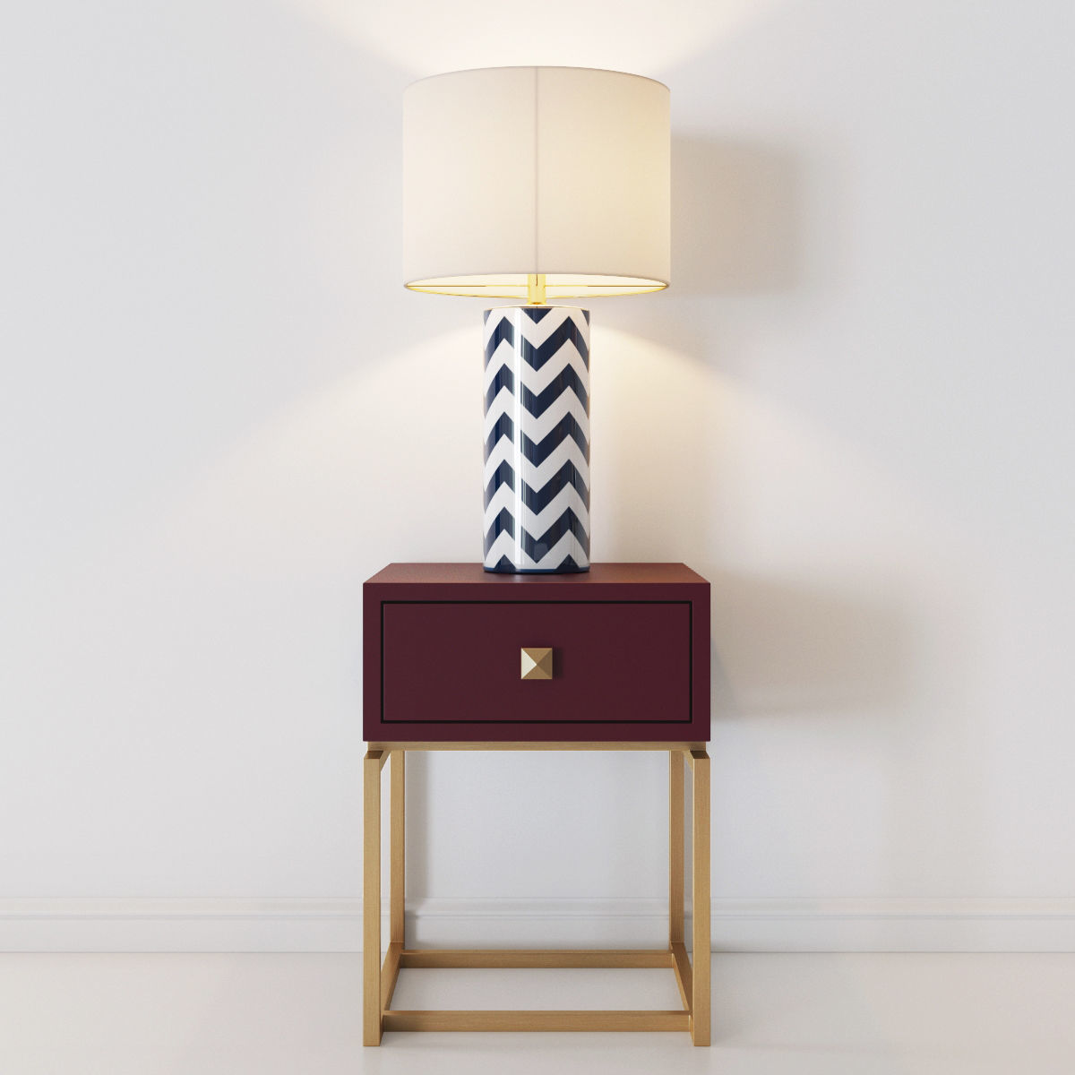 Nightstand Milk Pink and lamp Monatic Blue 3D model CGTrader