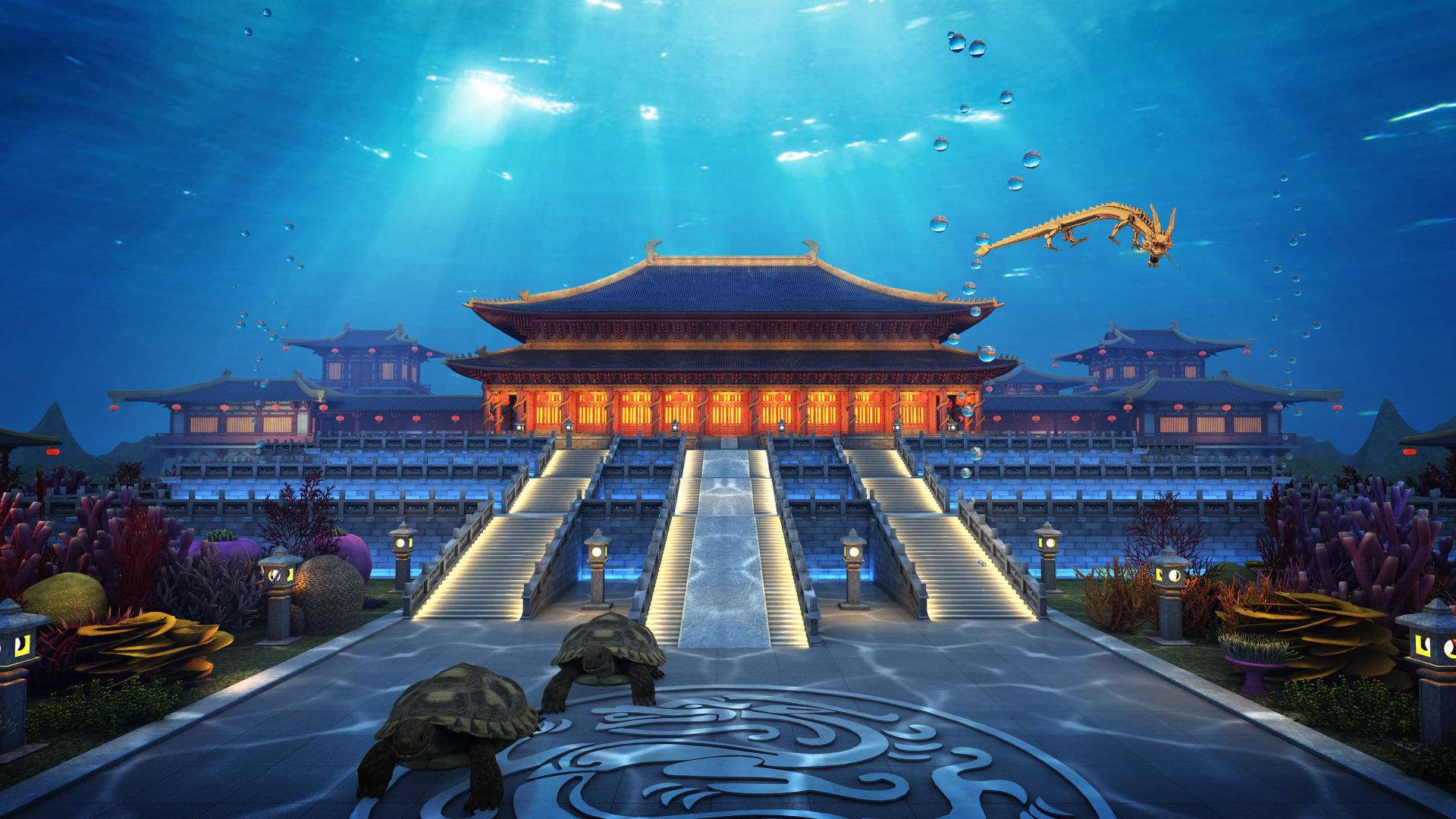 Underwater World Dragon Palace 3D | CGTrader