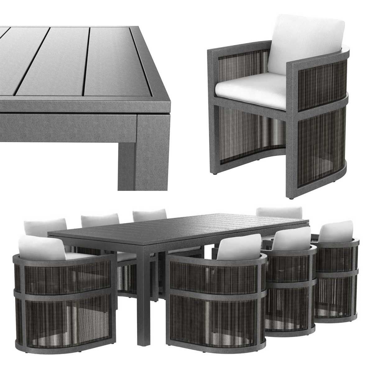 Restoration Hardware Capri ALUMINUM ARMCHAIR and DINING TABLE