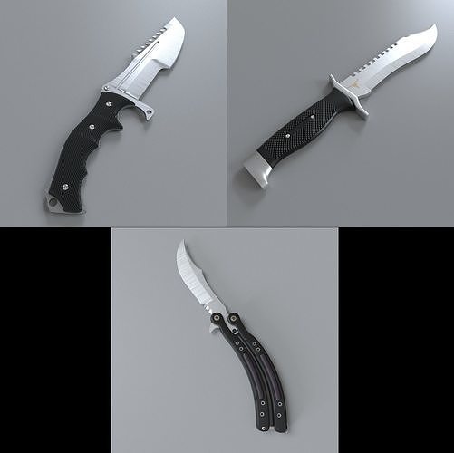 Three CSGO Knives Pack 1 3D model CGTrader