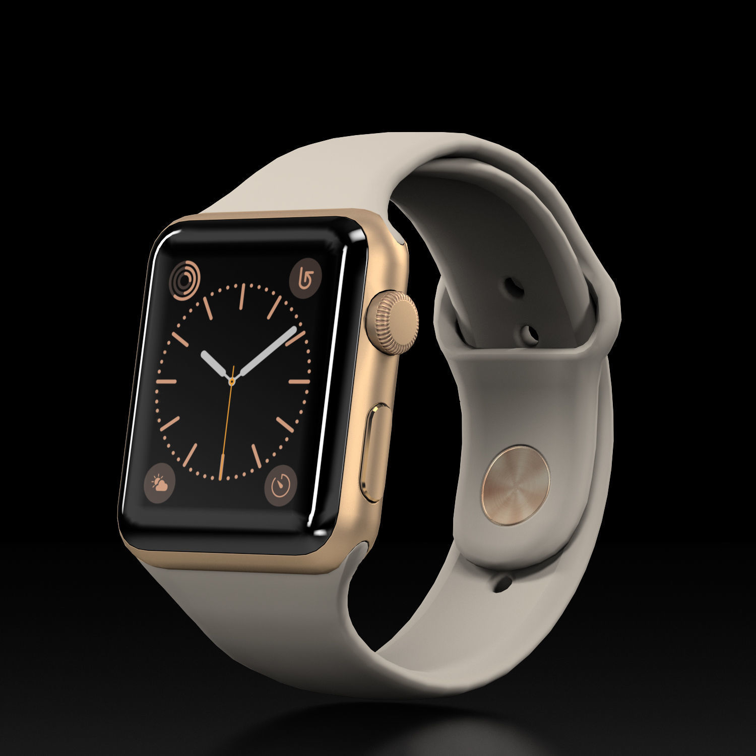 3D model Apple Watch Gold Aluminum Case Antique White Sport Band VR / AR / lowpoly CGTrader