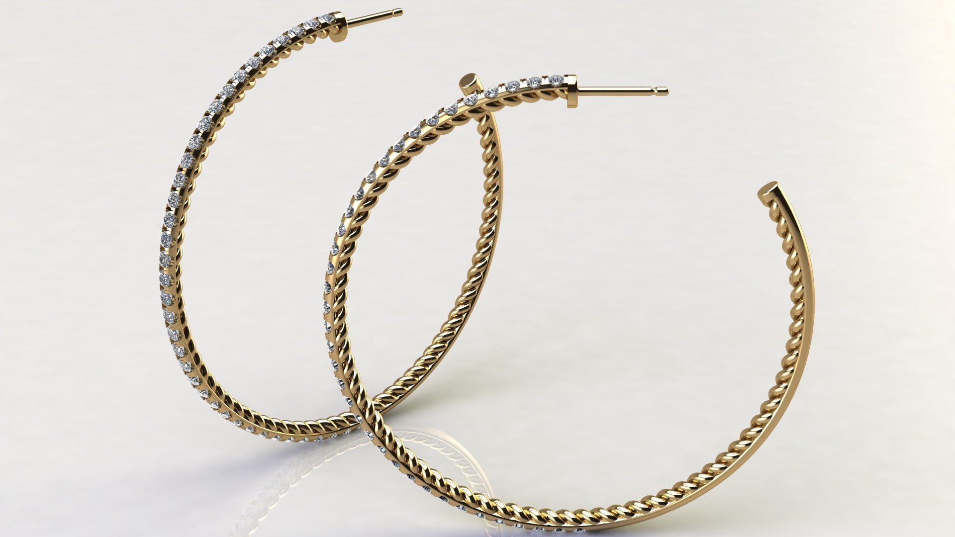 3D model Hoop Earrings with Pave Diamonds VR / AR / lowpoly CGTrader