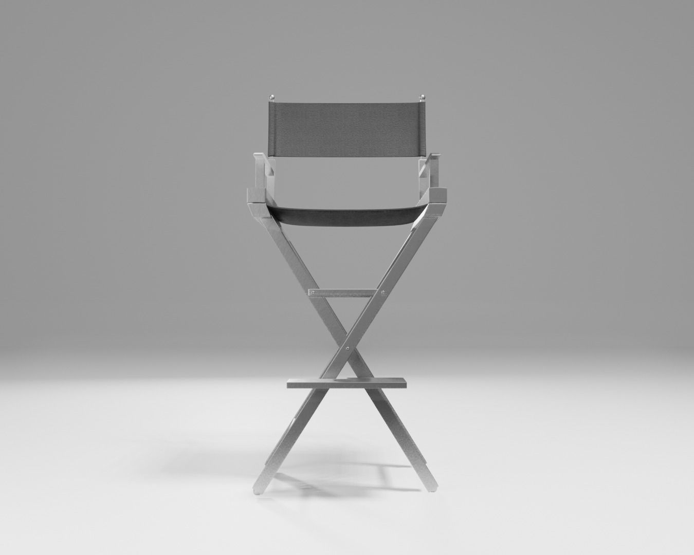 3D model directors production chair metal grey fabric VR / AR / low