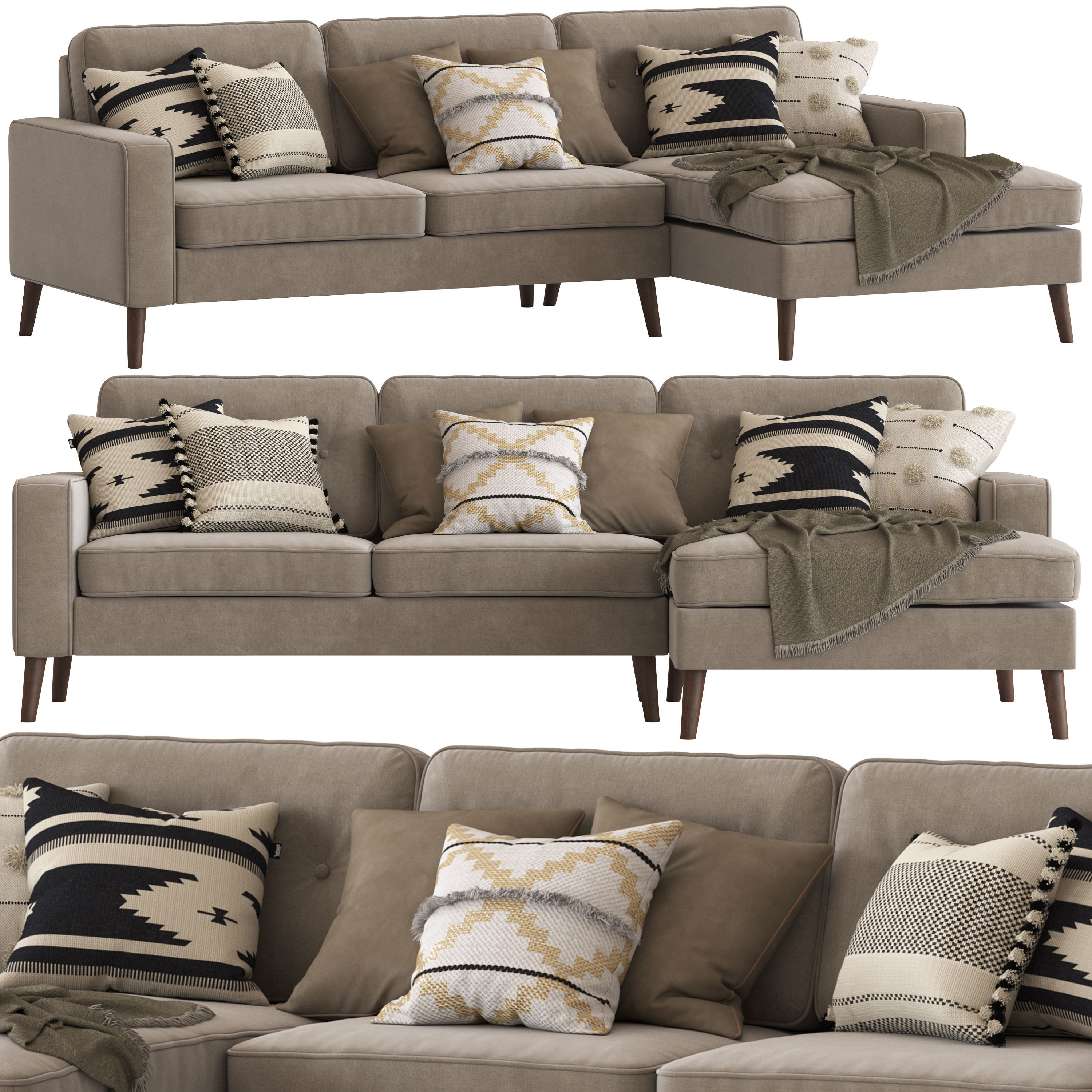 3D Cult Furniture Madison Sofa with Chaise CGTrader