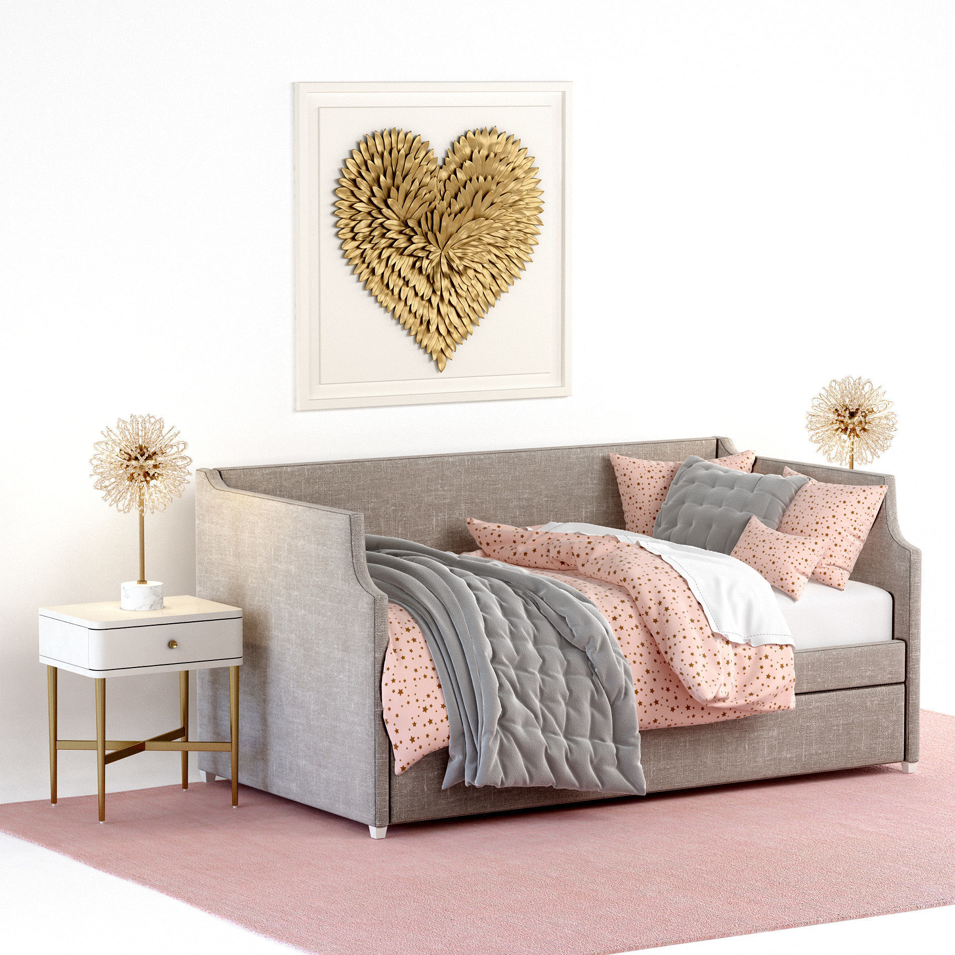 ANNIKA UPHOLSTERED DAYBED WITH TRUNDLE Restoration Hardware 3D model