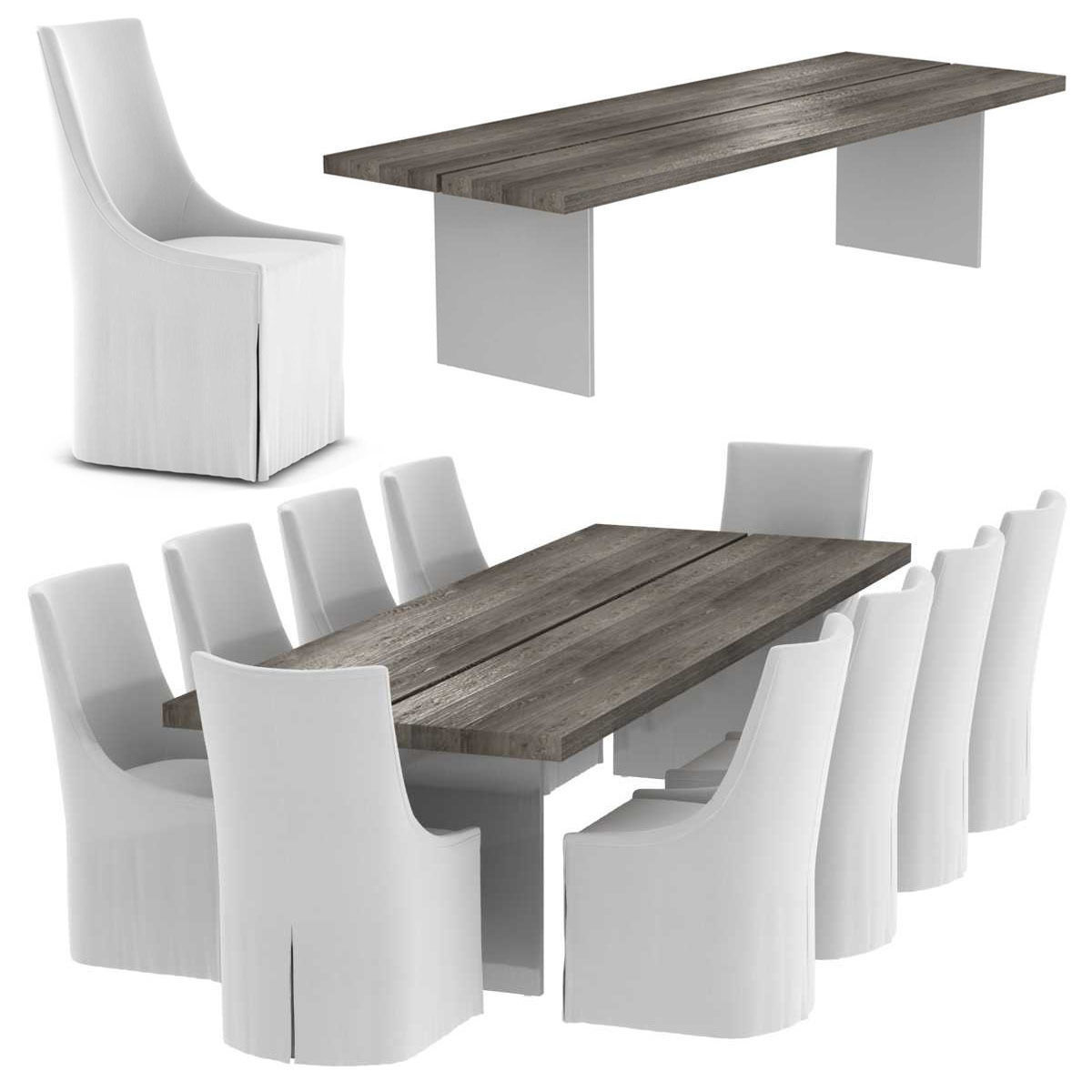 Restoration Hardware CHANNEL DINING TABLE and ELLA 3D