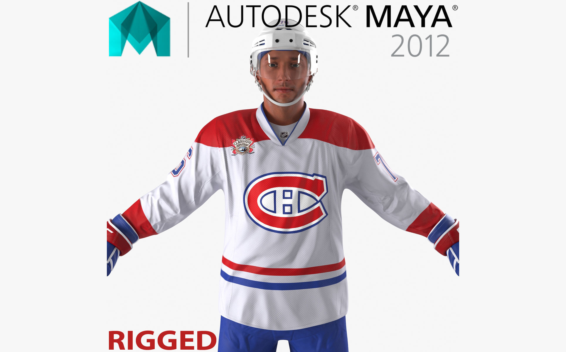 Hockey Player Canadiens Rigged for Maya 3D model