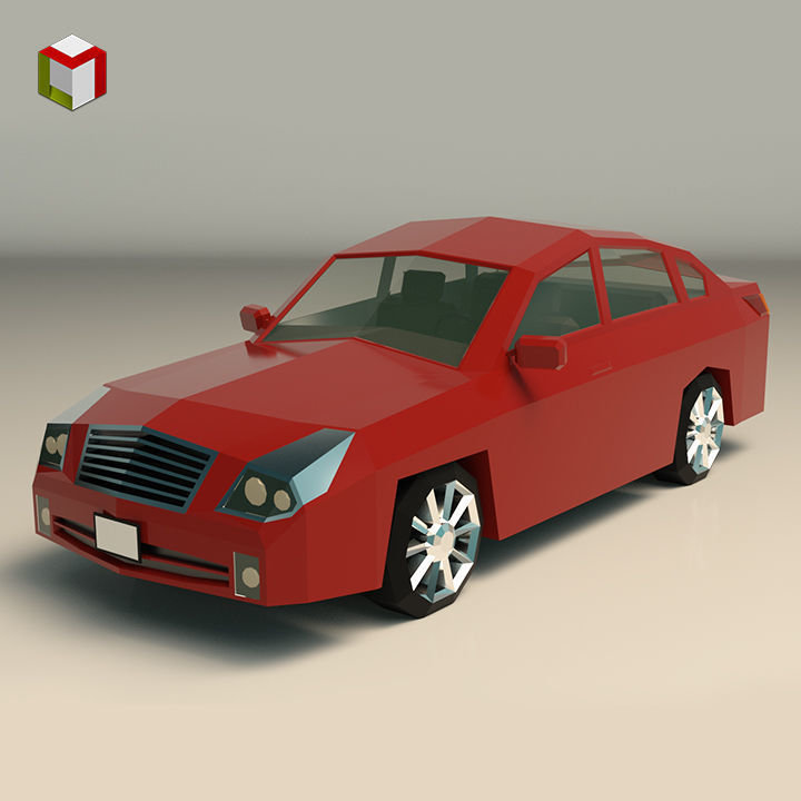 Low Poly Sedan Car 12