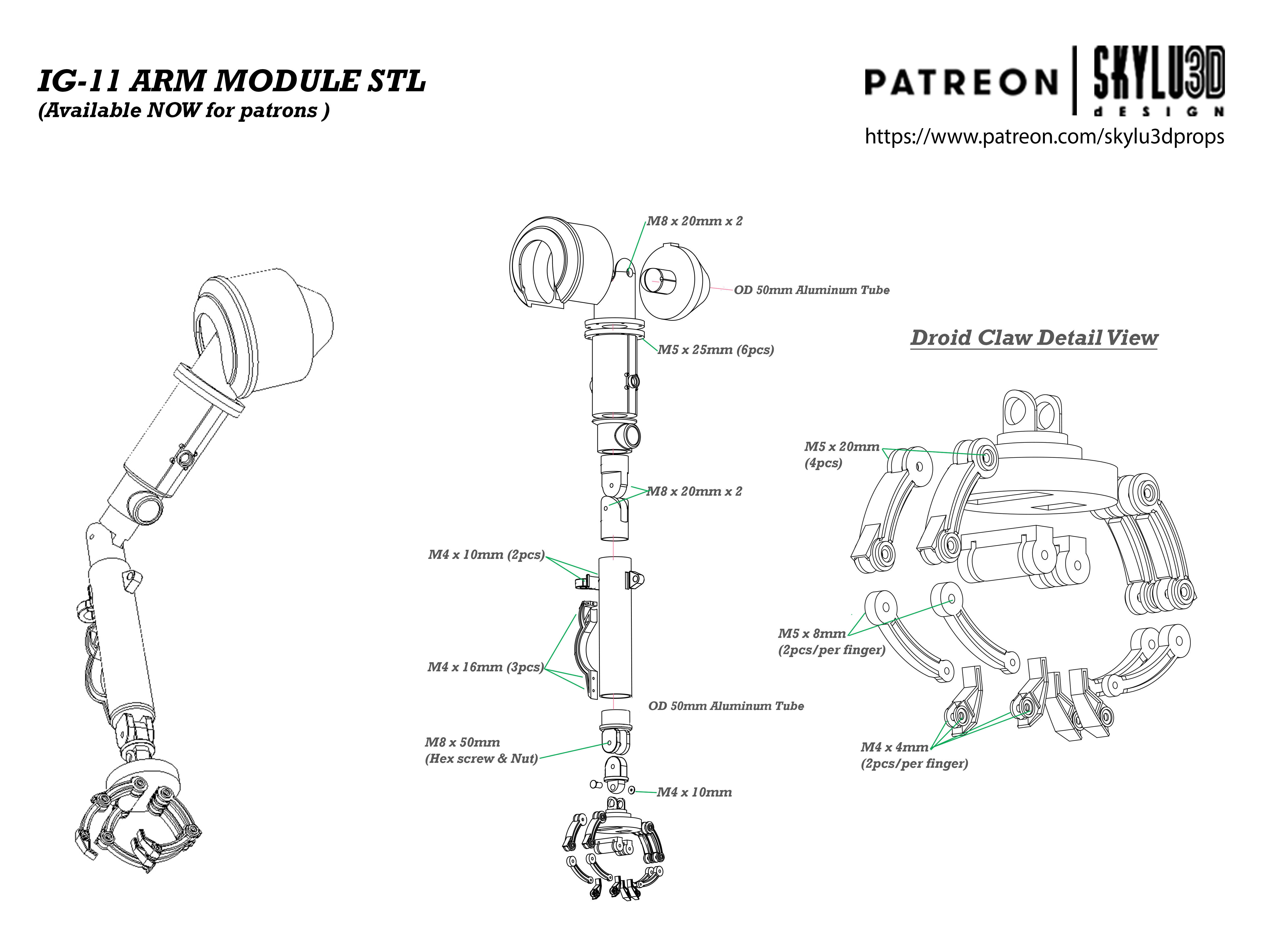 IG-11 Life Size Droid Arm 3D print ready STL - The Mandalorian 3D model ...