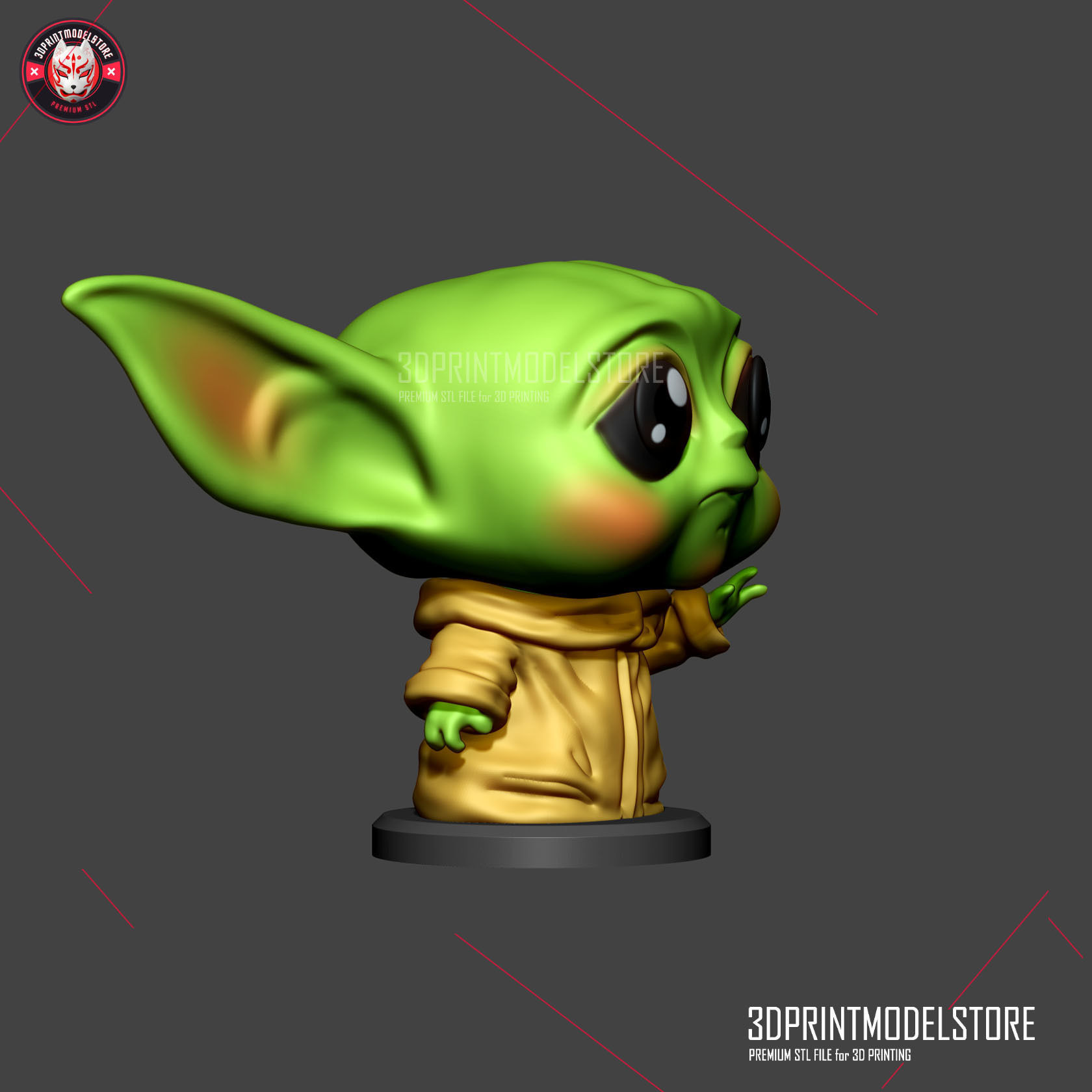 Cute baby Yoda statue STL file sculpt 3D model 3D printable CGTrader