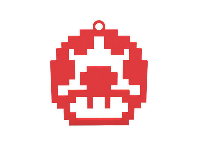 Keychain super mario bros pixel pendant 3D model 3D printable | CGTrader