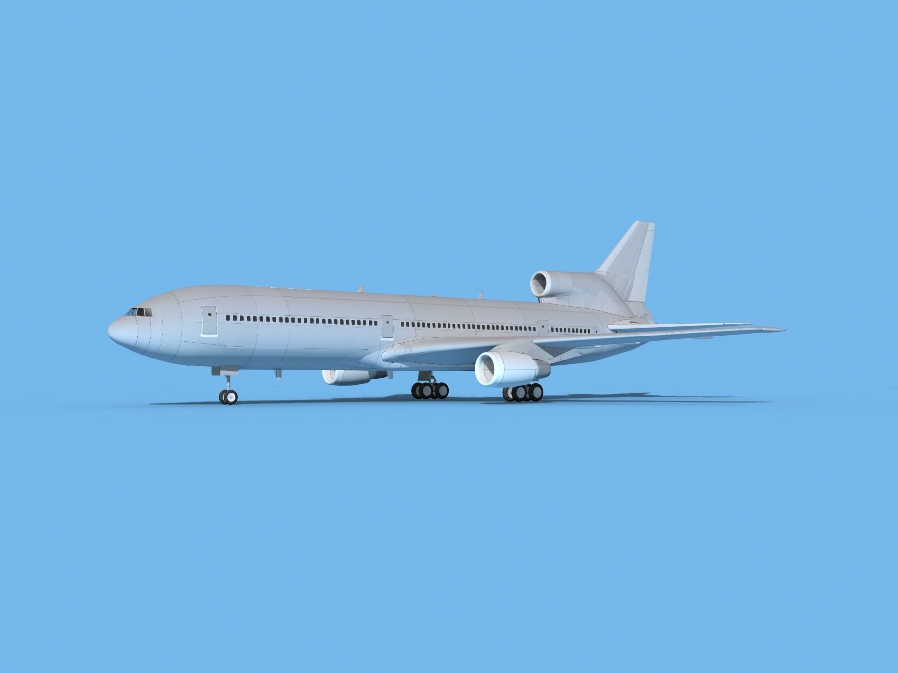 Lockheed L-1011 TriStar Bare Metal 3D model rigged | CGTrader
