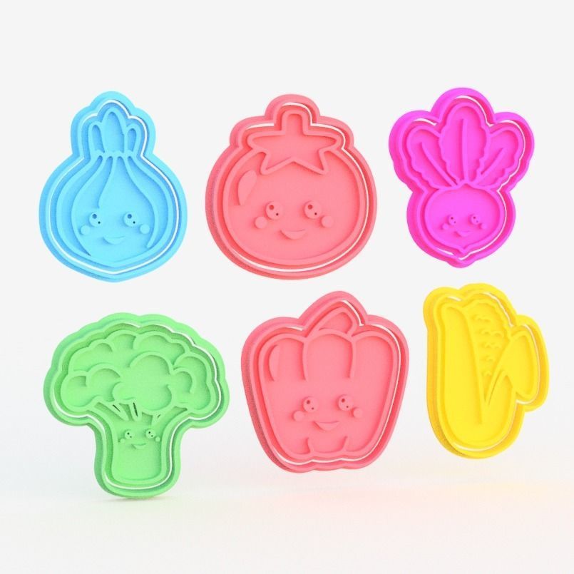 Vegetables cookie cutter set of 6 3D printable model