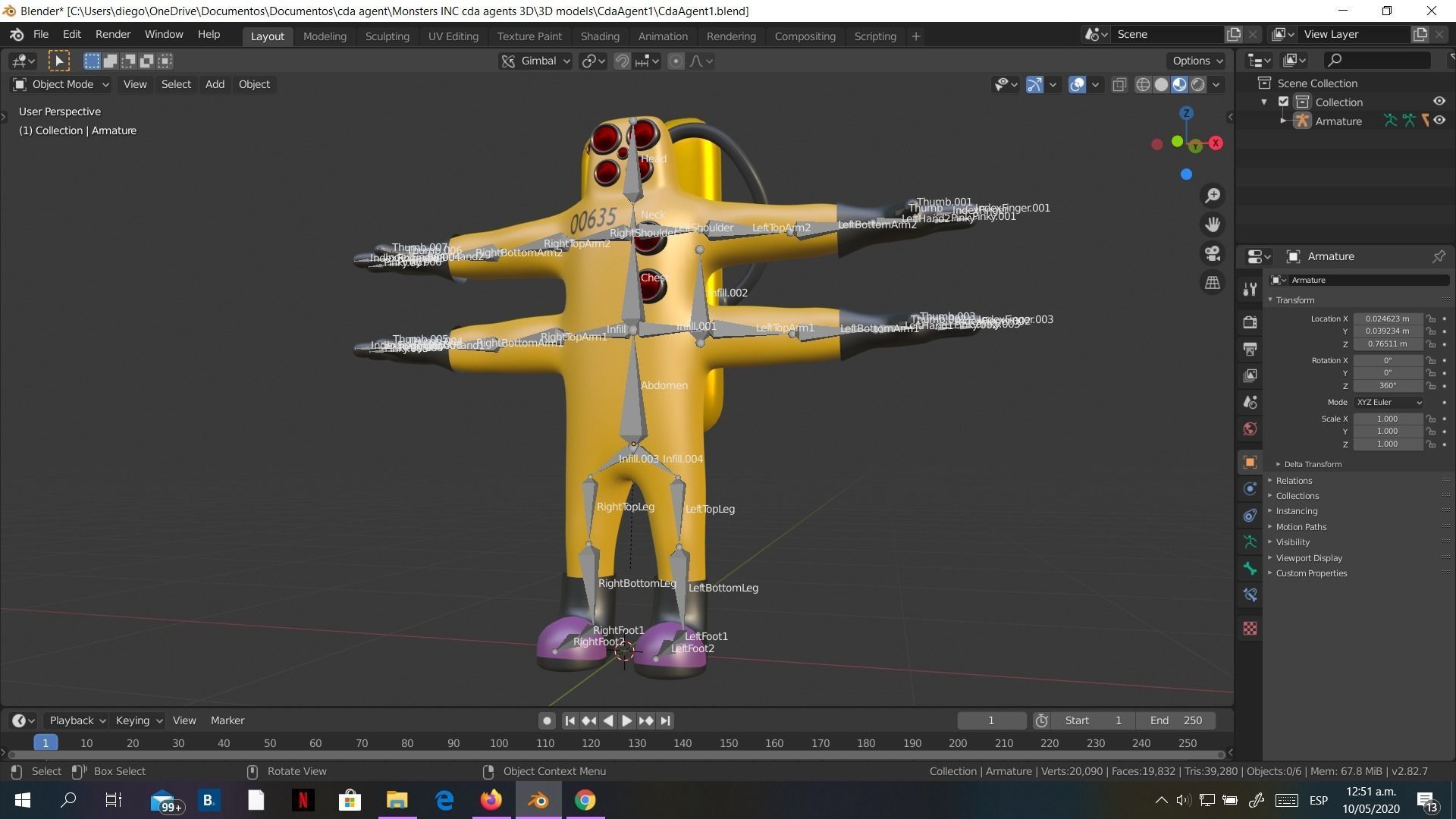 3D model Low-Poly Monsters Inc CDA agents 3D models rigged HAZMAT SUIT ...