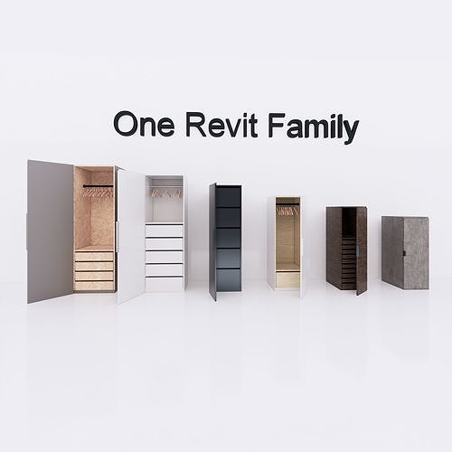 3D model Cupboard 2 Full parametric Revit Family VR / AR / lowpoly