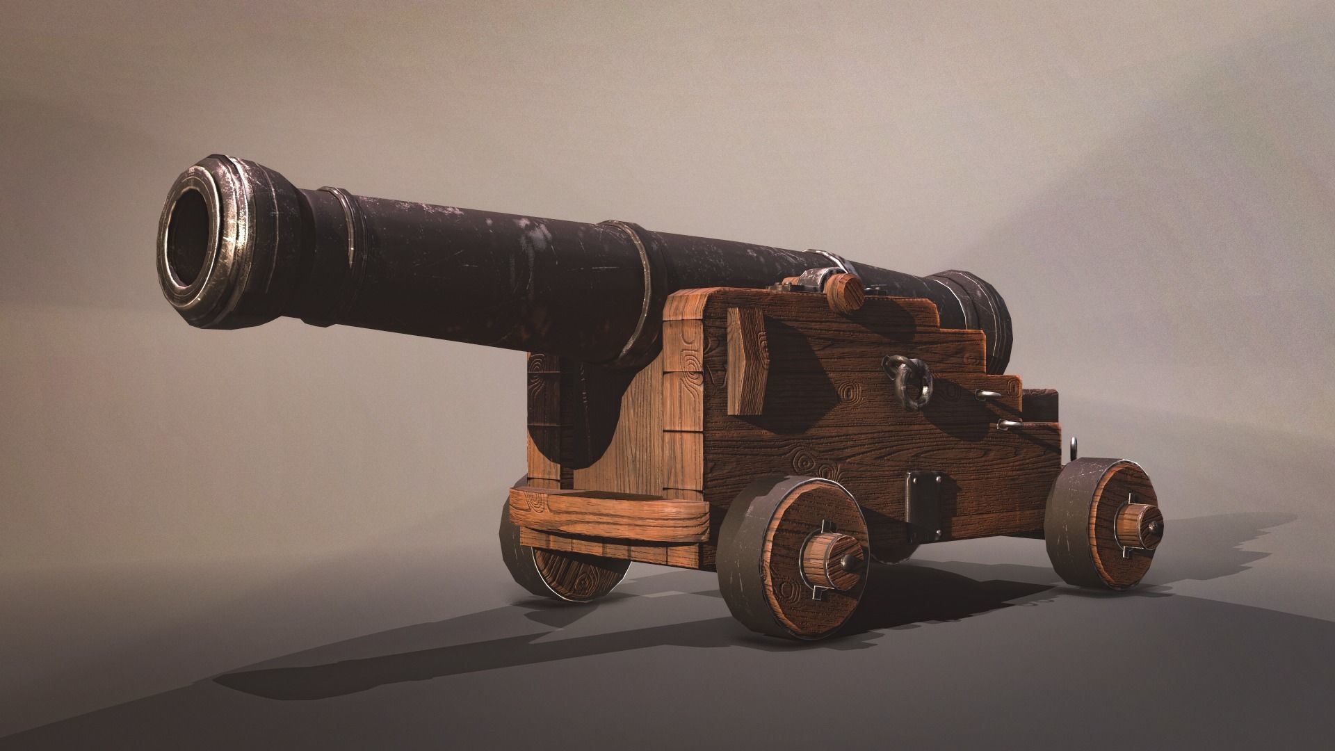 Medieval Cannon Lowpoly Gameready 3D model CGTrader