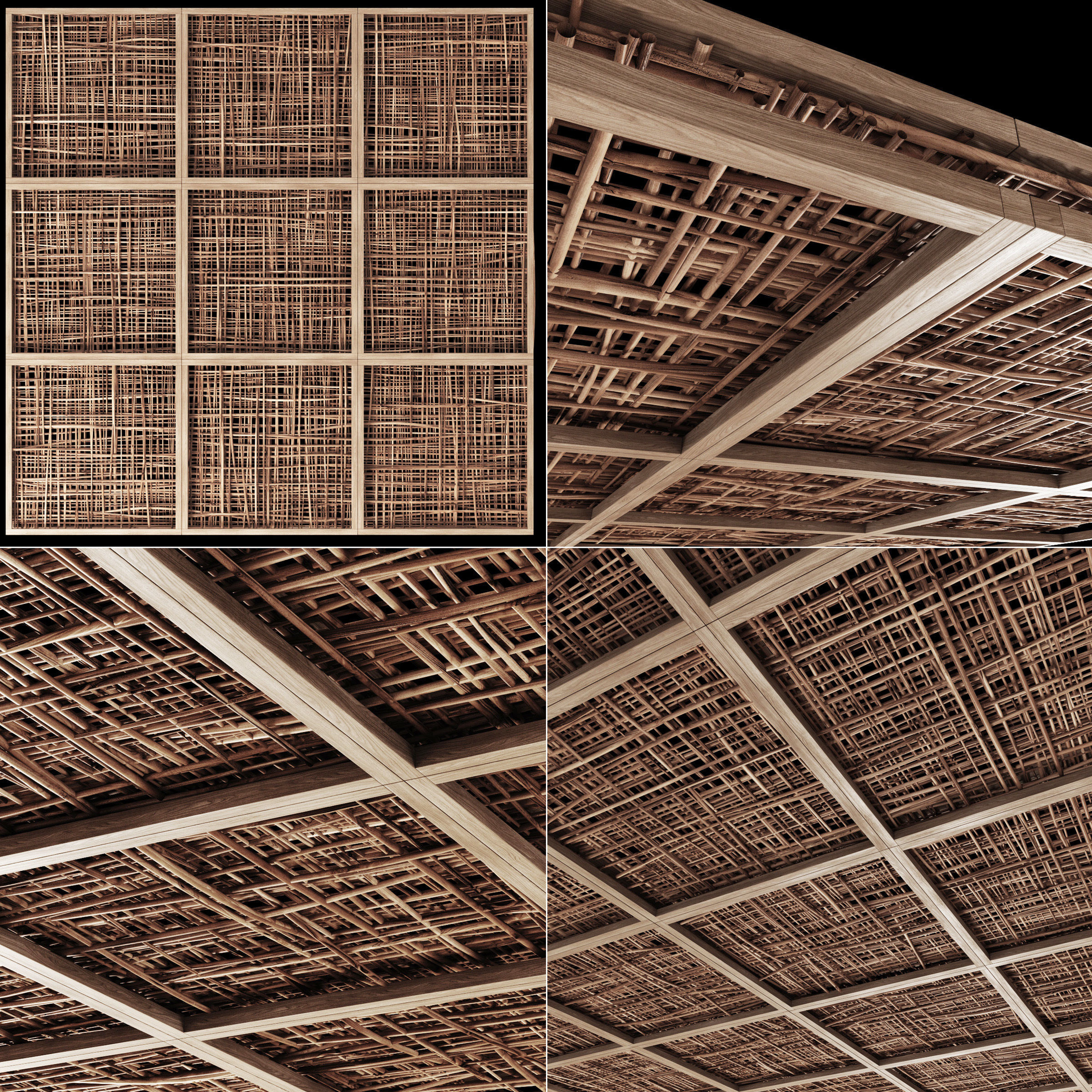 Ceiling wood cage thin branch n4