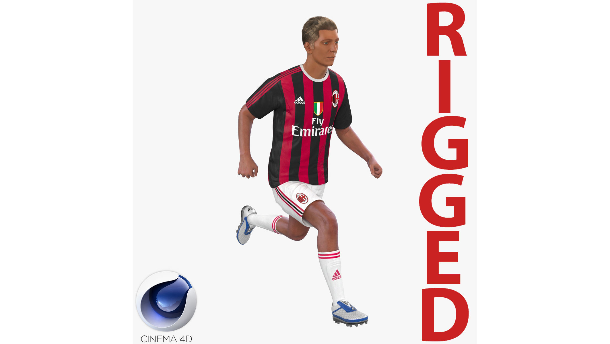 Soccer Player Milan Rigged 2 for Cinema 4D