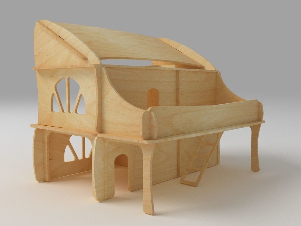 Plywood dollhouse 3D model CGTrader