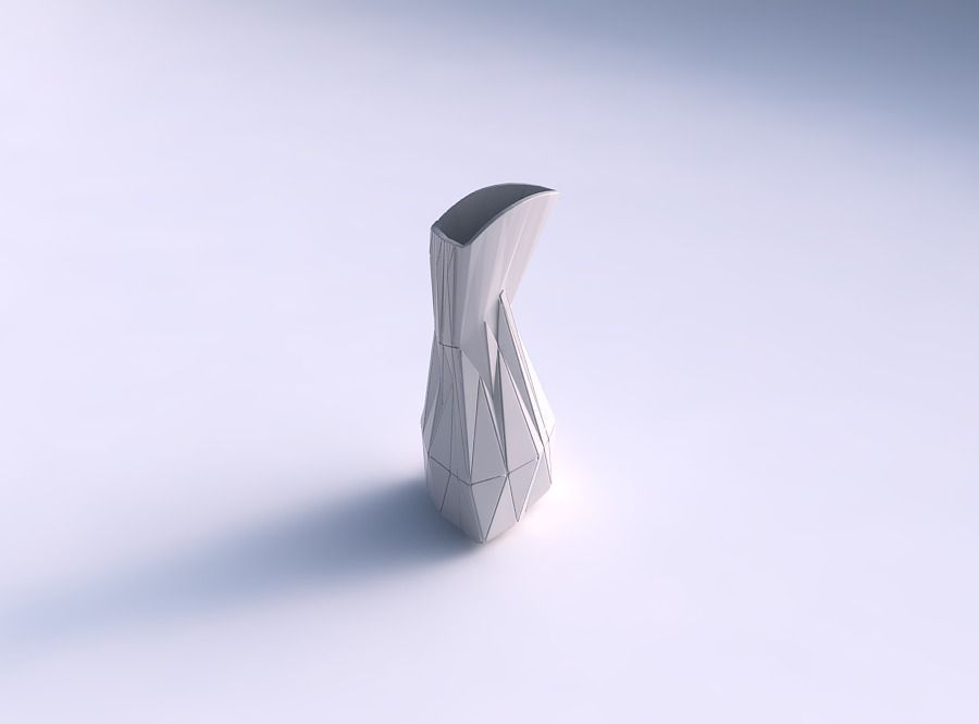 Vase puffy bent triangle with random triangle plates 2 3D print model