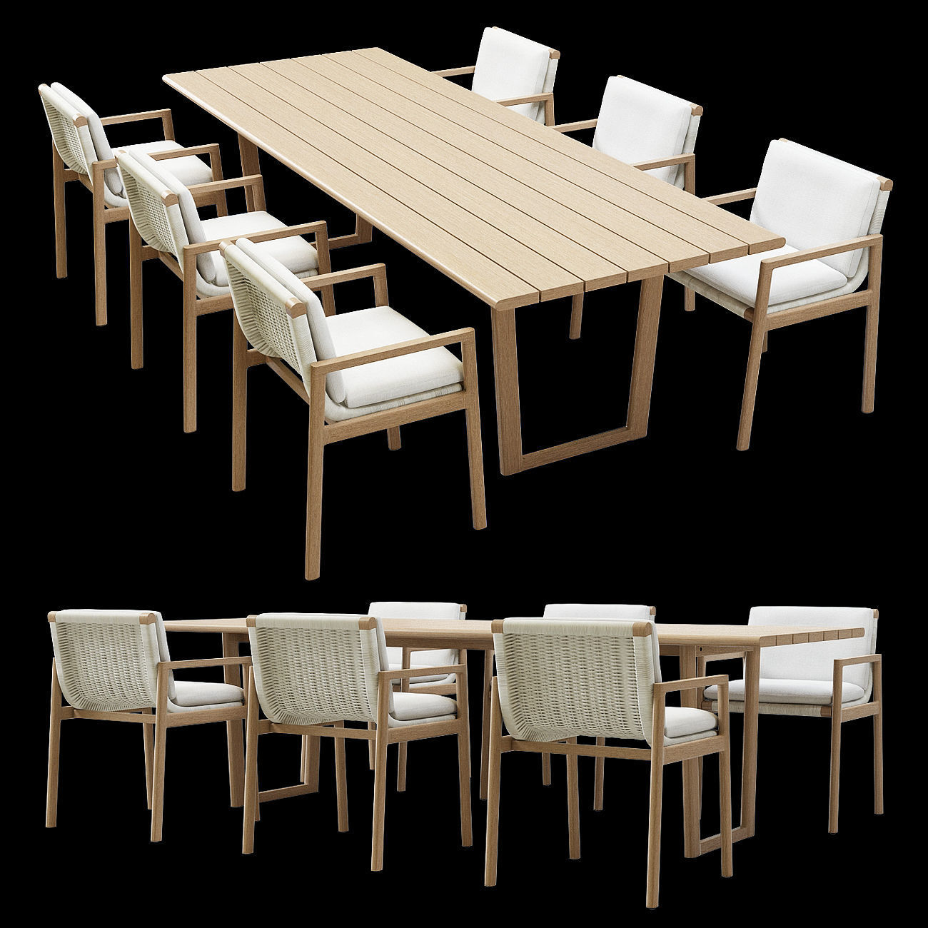 Rh Mesa Teak Dining Table 3d Model Max Obj Fbx Mat