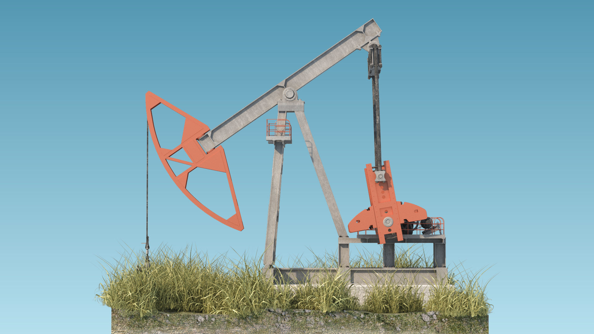 Oil Pumpjack isolated island 3D model animated CGTrader