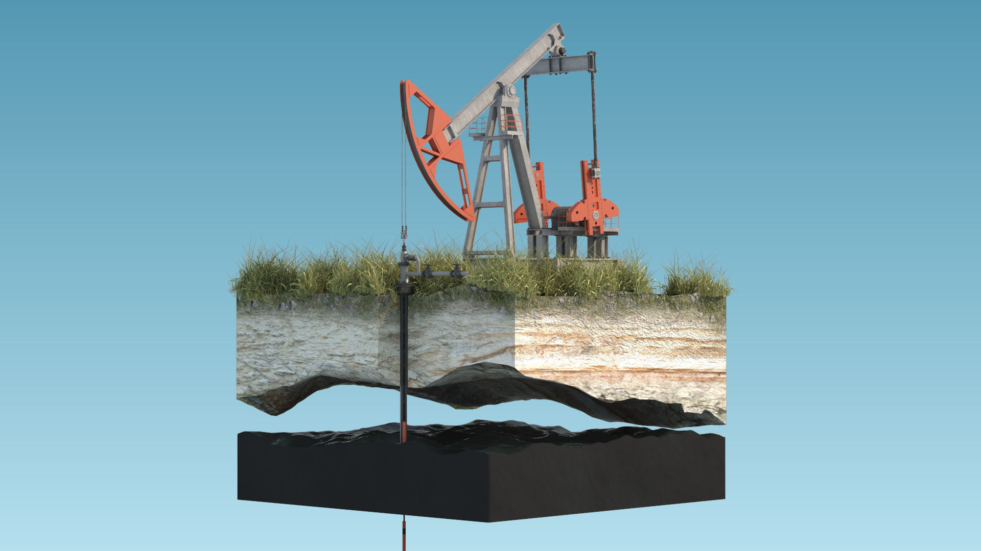 Oil Pumpjack isolated island 3D model animated CGTrader