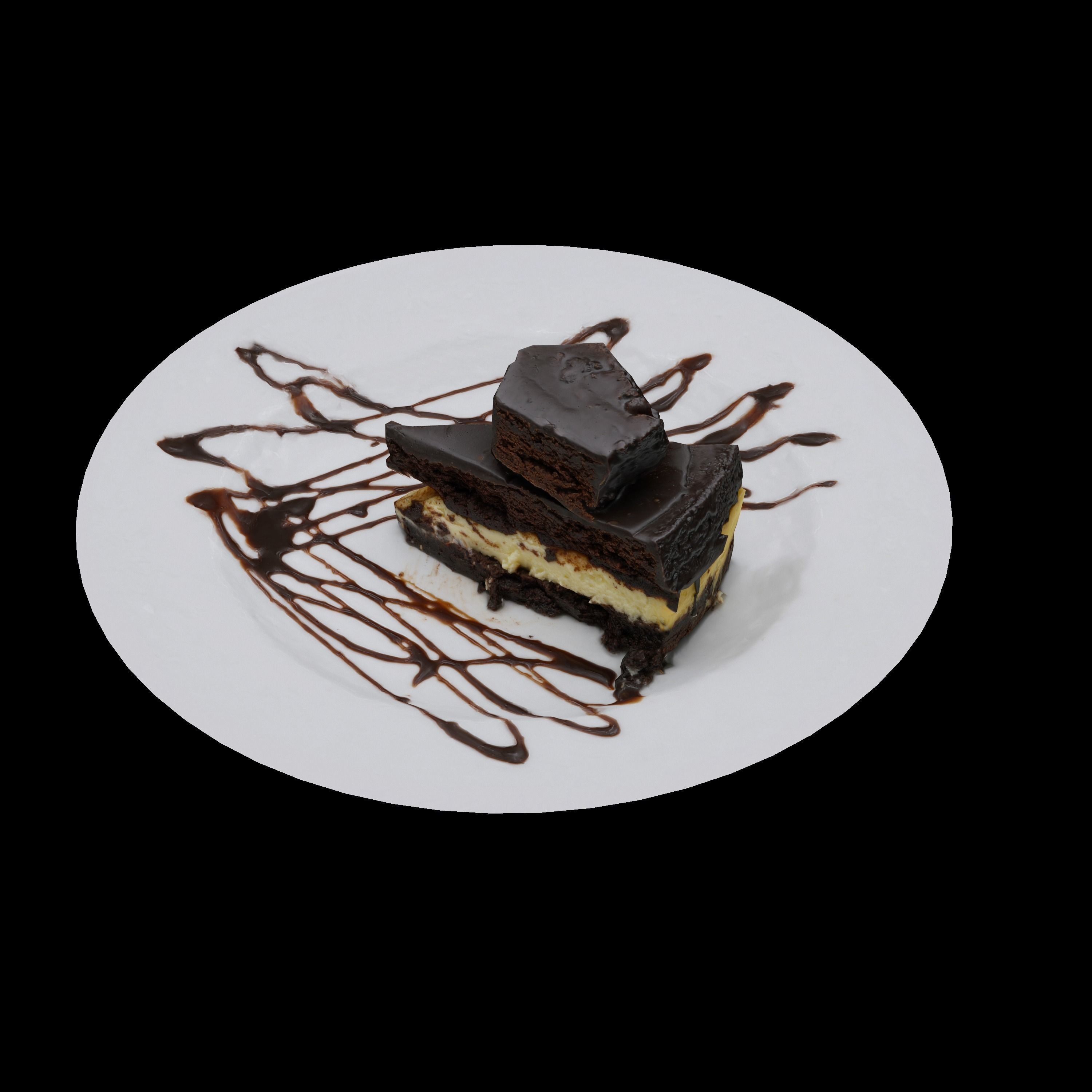 3D model CHOCOLATE FUDGE CHEESE CAKE VR / AR / lowpoly CGTrader