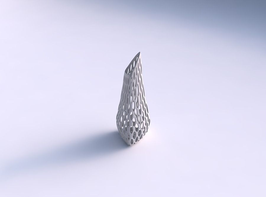 Vase puffy tipped triangle with bubble grid lattice 3D print model